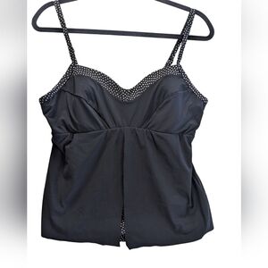 Christina Black And White Polka Dots Reveal Minimalist Tankini Swimwear Size 12